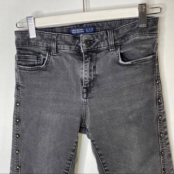 Zara Basic Denim Washed Black Side leg studs - Picture 2 of 9
